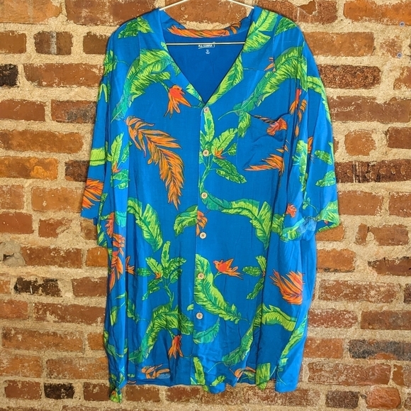 KS Island 3XL Hawaiian Mens Floral Short Sleeve Button Down Multicolor Shirt - Picture 1 of 6